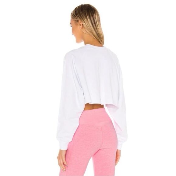 Alo Double Take Cropped Pullover in White - Picture 5 of 12